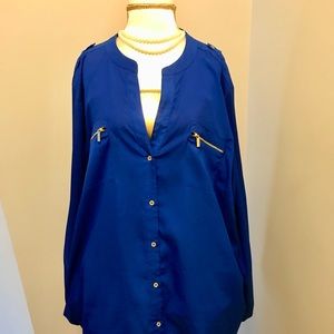 Calvin Klein gold zippered blouse